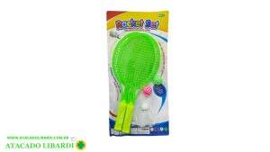 SOLAPA RAQUETE FRESCOBOL C/ BOLA/PETECA 47X17CM PLAST FU3675