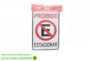 PLACA SINALIZACAO 29X20CM PROIBIDO ESTACIONAR PS26