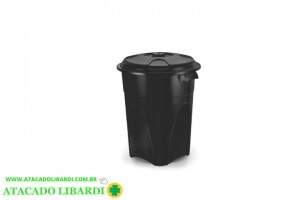 LIXEIRA PLAST 100L TAMPA PRETA 238