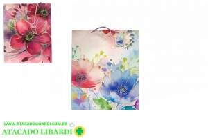 SACOLA PAPEL PRESENTE 42X31X12CM FLORES SORT F0167