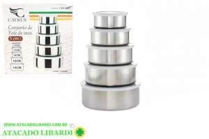 CONJ POTE METAL 5PCS C/TAMPA PLAST CRS1223