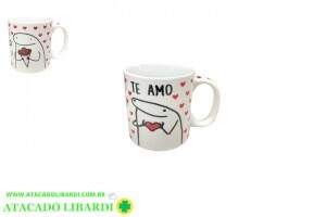 CANECA CERAM 300ML 9CM FLORK NAMORADOS UT1134