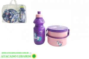 KIT MARMITA DUPLA C/TALHER E COPO INF COLOR SP1253