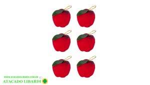 ENFEITE PENDENTE MACA 3,5CM 6PCS VELUDO RJN5568
