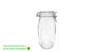POTE VIDRO HERMETICO 9X21,5CM 1500ML RET C/TAMPA DT24061
