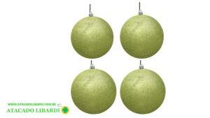 BOLA TUBO C/ GLITTER 8CM C/4UNI VERDE KX7513