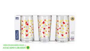 CONJ COPO VIDRO 200ML 10CM 6PCS DECORADO 319104