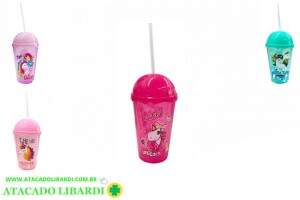 COPO PLAST 12,5X8CM 450 ML C/CANUDO INF UNICORNIO CO316