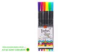 CANETA PONTA FINA 6 CORES FI0029