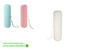 PORTA ESCOVA DENTAL PLAST C/TAMPA 20CM TRC0716