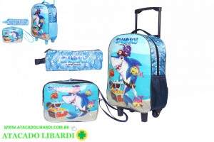 MOCHILA C/RODAS INF MASCULINA C/ESTOJO E LANCHEIRA BPD23025
