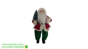 BONECO PAPAI NOEL SENTADO 30CM VERMELHO VERDE  A0747001