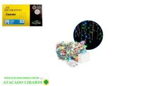 PISCA CASCATA 100 LED 2,3M COLOR 220V 8F FIO TRANSP NTL1100C220V