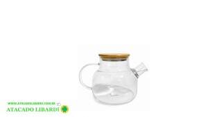 CHALEIRA VIDRO 800ML TAMPA BAMBU 2268