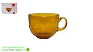 CANECA VIDRO 420ML 11CM AMBAR VDA09214