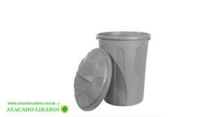 LIXEIRA PLAST 25L 32,5X38CM C/TAMPA CHUMBO 123CH