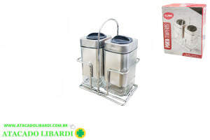 PORTA CONDIMENTO C/SUPORTE METAL 2PCS CK6557