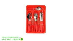 FAQUEIRO 24PCS C/PORTA TALHERES BESTIK VERMELHO 7851