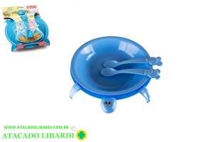 KIT REFEICAO INFANTIL 4PCS C/TAMPA TARTARUGA AZUL 095AZ