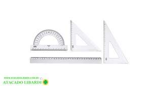 KIT REGUA ESCOLAR 4PCS PLAST 10130001