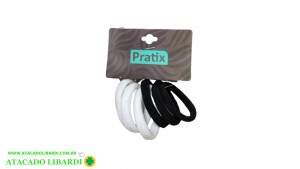 ELASTICO P/CABELO 6UNI PRETO/BRANCO C249