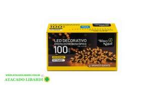 PISCA 100 LED 8M STROBO BRANCO QUENTE 127V FIO TRANSP EXTERNO NTL2060Q127V     