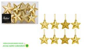 ENFEITE PENDENTE ESTRELA 8UND 7CM KX7610