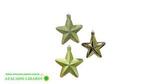 ENFEITE PENDENTE ESTRELA DOURADA 8UNI 7CM KX7608