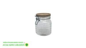 POTE VIDRO HERMETICO 1200ML  C/TAMPA BAMBU  VD5322