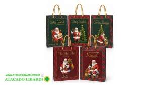SACOLA HOT STAMP NOEL VINTAGE 19X27X8CM SCX0172