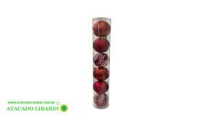 BOLA MISTA 8CM C/6UNI FOSCA GOMOS C/GLITTER VERMELHO KX7637