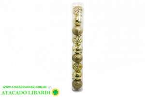 BOLA TUBO 6CM 9PCS MISTA DOURADO KX0926