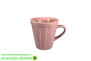 CANECA CERAM 120ML 7,5CM CANELADA ROSA 51514