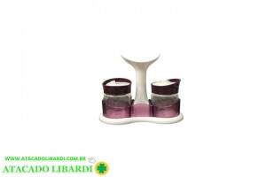 GALHETEIRO 2PCS VIDRO C/SUPORTE COLOR CA09419