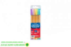 CANETA HIDROGRAFICA 6PCS PONTA FINA PASTEL COLOR FO272201