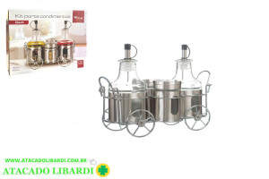 PORTA CONDIMENTO VIDRO 200ML/85ML C/SUPORTE VDA05108