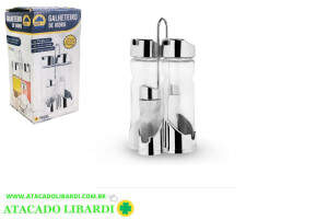 GALHETEIRO 4PCS VIDRO C/SUPORTE LT23247