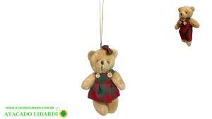 ENFEITE PENDENTE PELUCIA URSO 12CM NAT0318