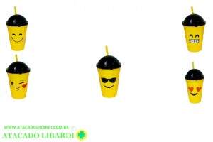 COPO PLAST 450ML 12CM C/CANUDO EMOJI BA26418