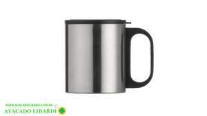 CANECA TERMICA 8,5CM 220ML INOX C/TAMPA PLAST NS354236
