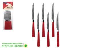 FACA MESA 6UNI CABO PLAST GRAMADO VERMELHO 303585