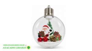 BOLA NATAL 8CM PLAST ABERTA  NOEL C/LUZ  NBOL8V36