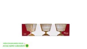 CONJ TACA SOBREMESA 3PCS 10CM 370ML VIDRO VDA03160
