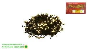 PISCA 100 LED 9M STROBO BRANCO QUENTE 220V FIO VERDE PIS331