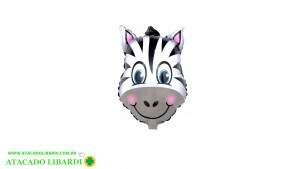 BALAO METALIZADO MINI CABEÇA DE ZEBRA 27,5X45CM C/1 UN PF10306