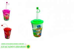 COPO PLAST 12CM 350ML C/CANUDO C3D14