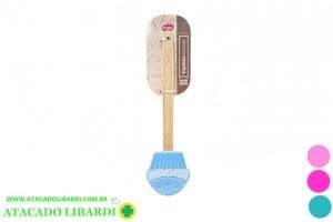 COLHER CULINARIA SILICONE 30x7,5CM CABO BAMBU CK5174