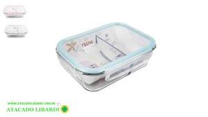 POTE HERMETICO VIDRO 1000ML C/TAMPA 2 DIVISORIAS UCO377