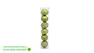 BOLA MISTA 8CM C/6UNI FOSCA GOMOS C/GLITTER VERDE KX7639