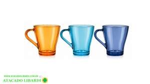 CANECA 10CM 260ML VIDRO 3PCS COLOR TP1890